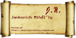Jankovich Mihály névjegykártya